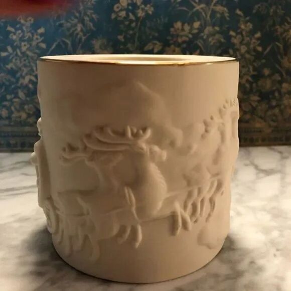 Lenox Bisque Porcelain Radiant Light Santa Votive Candle Holder - Picture 3 of 5